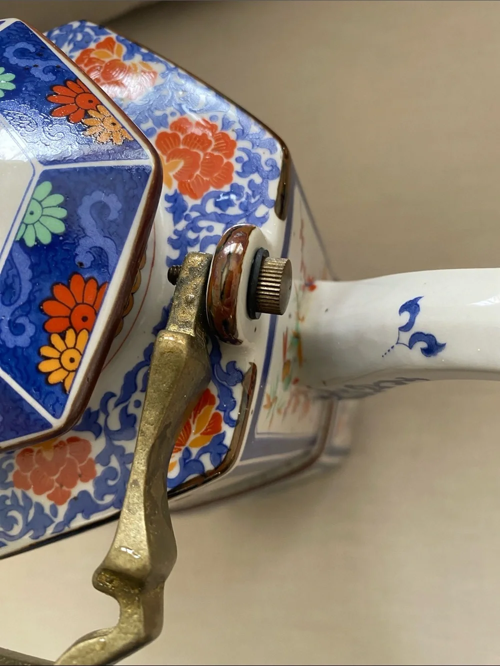 Vintage Japanese Toscany Collection Spring Floral Teapot with Candle Warmer